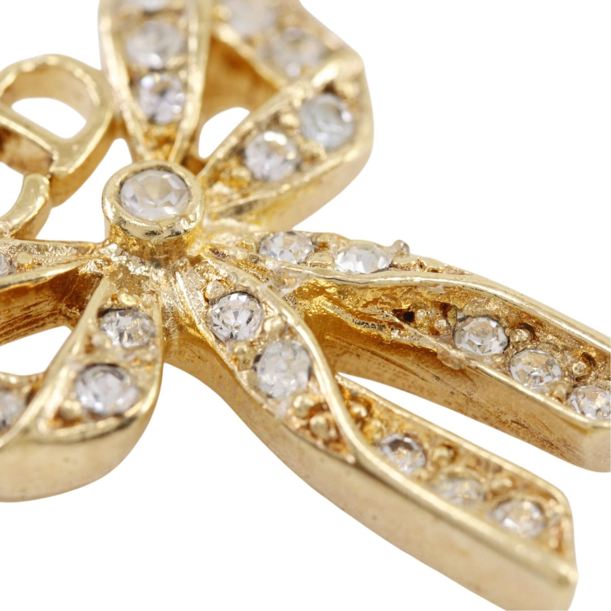 Dior Ribbon Gold Plated Rhinestone Necklace — view 8