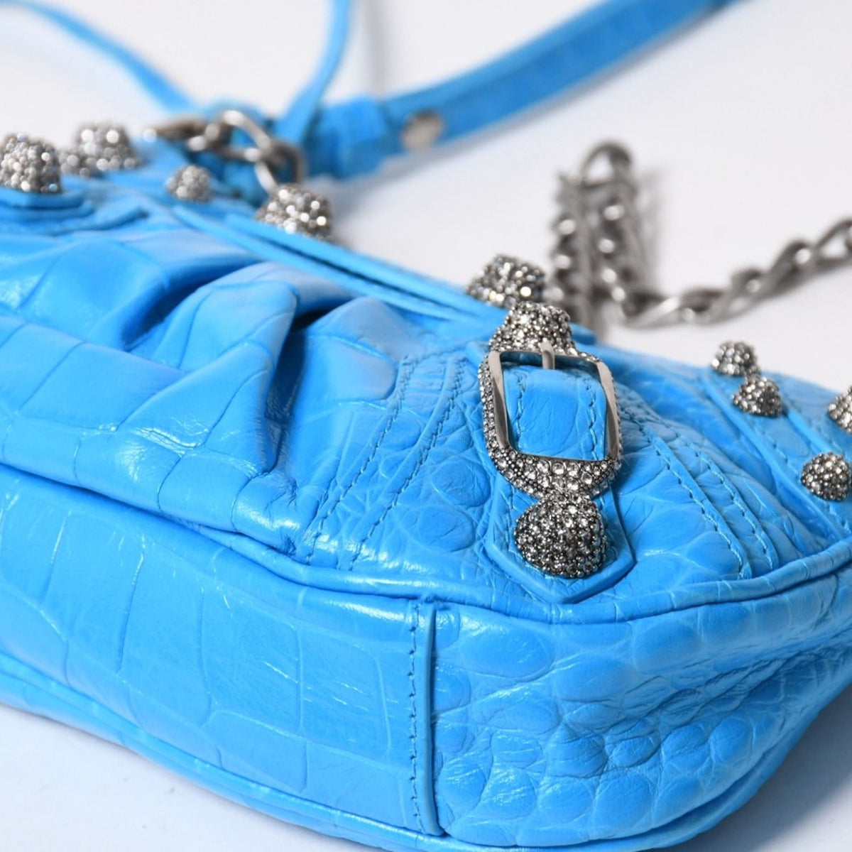 Balenciaga Le Cagole Mini Chain Shoulder Bag Sky Blue — view 8