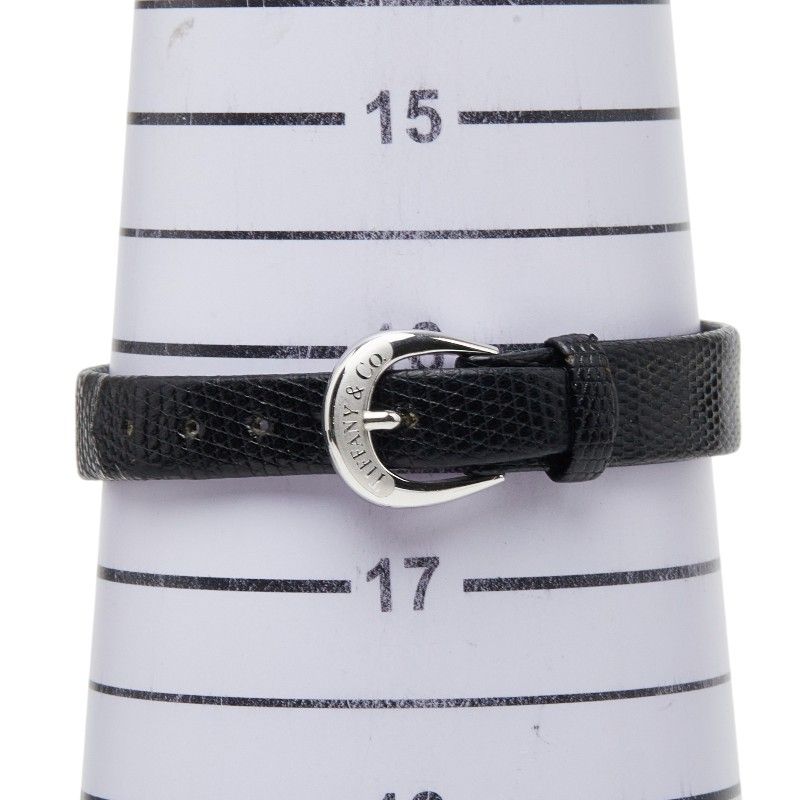 Tiffany & Co Atlas 2 Needle Watch Silver Black 925 Sterling Leather — view 8