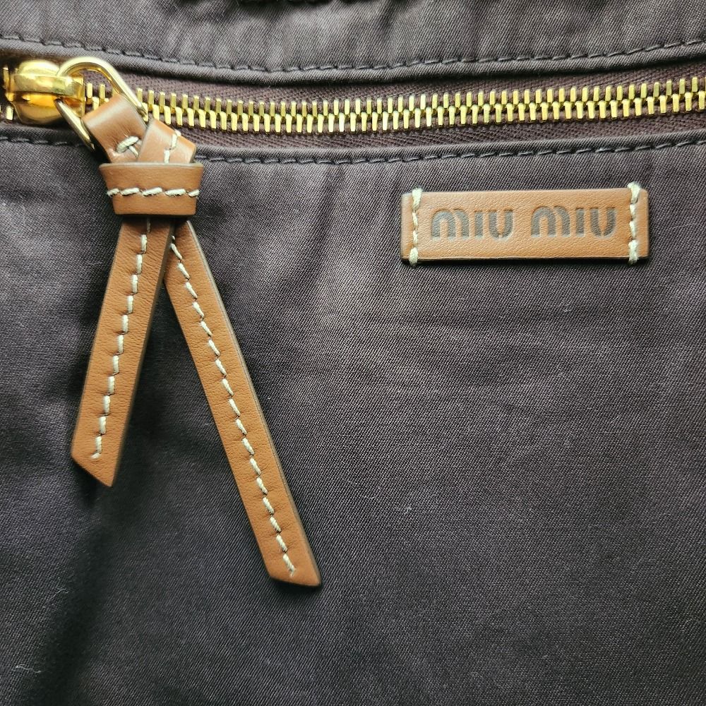 Miu Miu Raffia Effect Woven Tote Bag Cocoa Brown — view 8