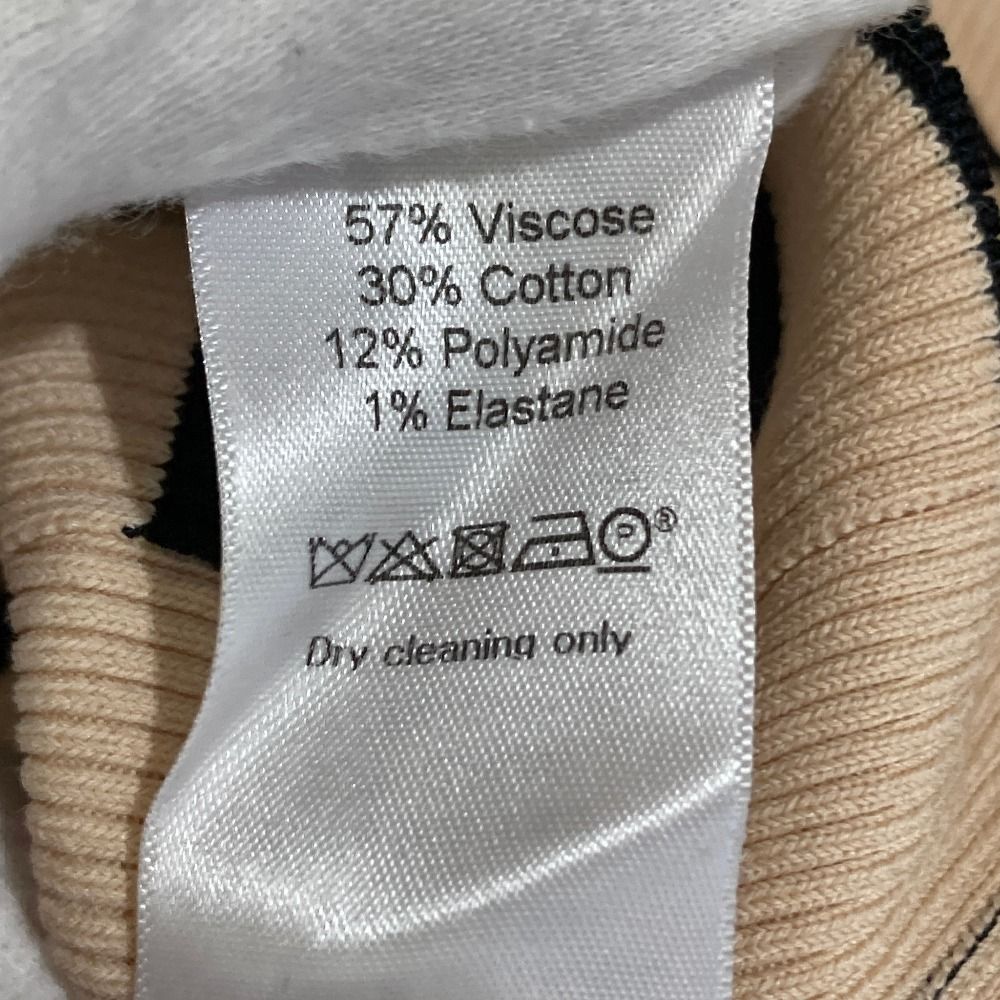 Celine Phoebe Philo Era Border Rib Knit Top Beige Black Sweater M — view 8