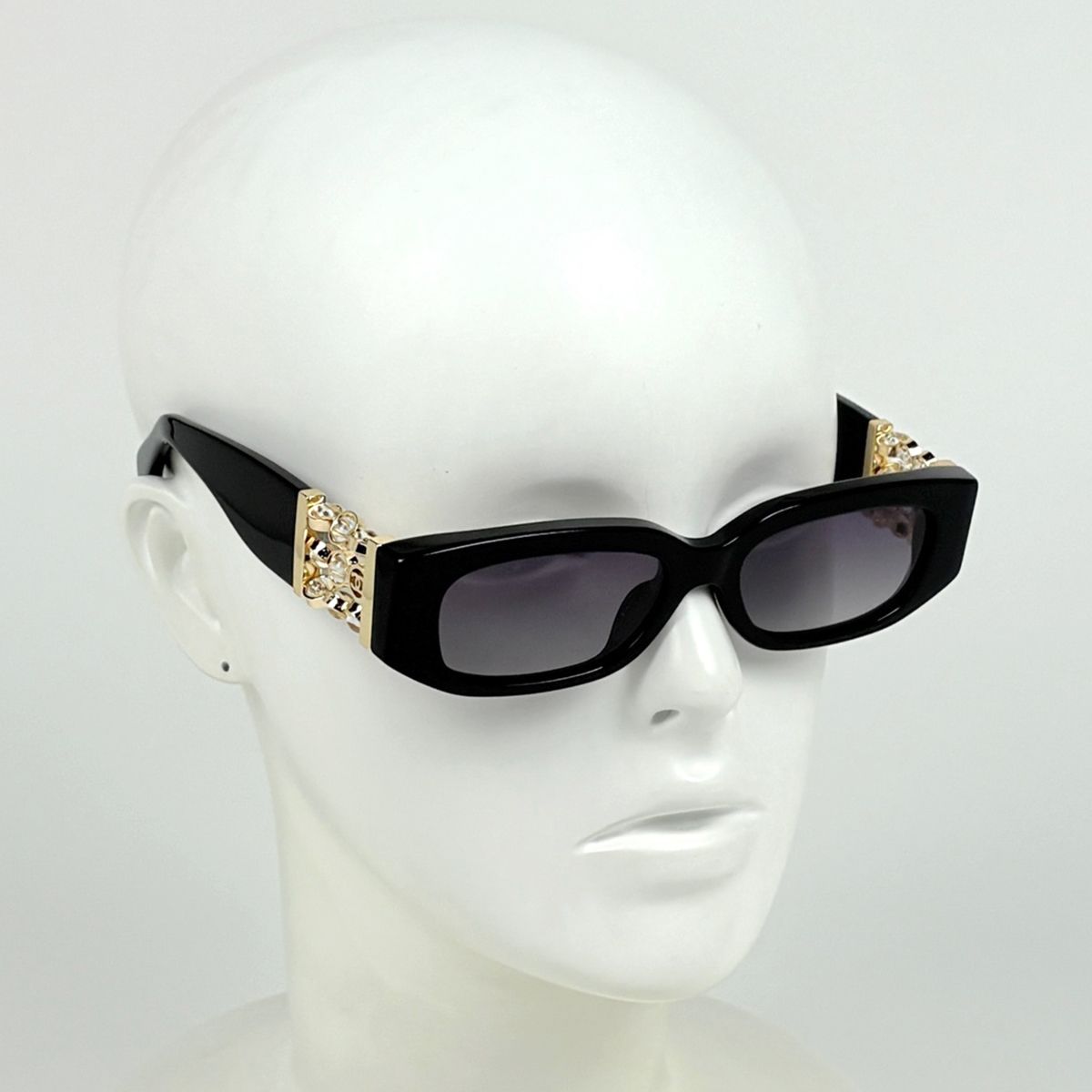 Chanel Oval Shape Sunglasses CC Logo Acetate Costume Pearl Black Eyewear — view 6