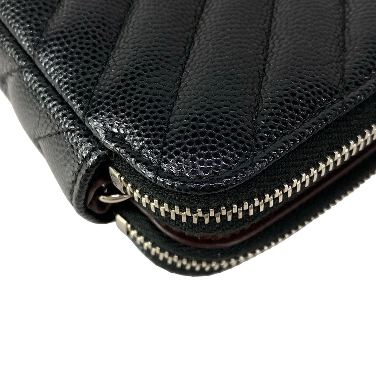 Chanel Wallet V-stitch Black Chain Silver Shoulder Bag — view 8