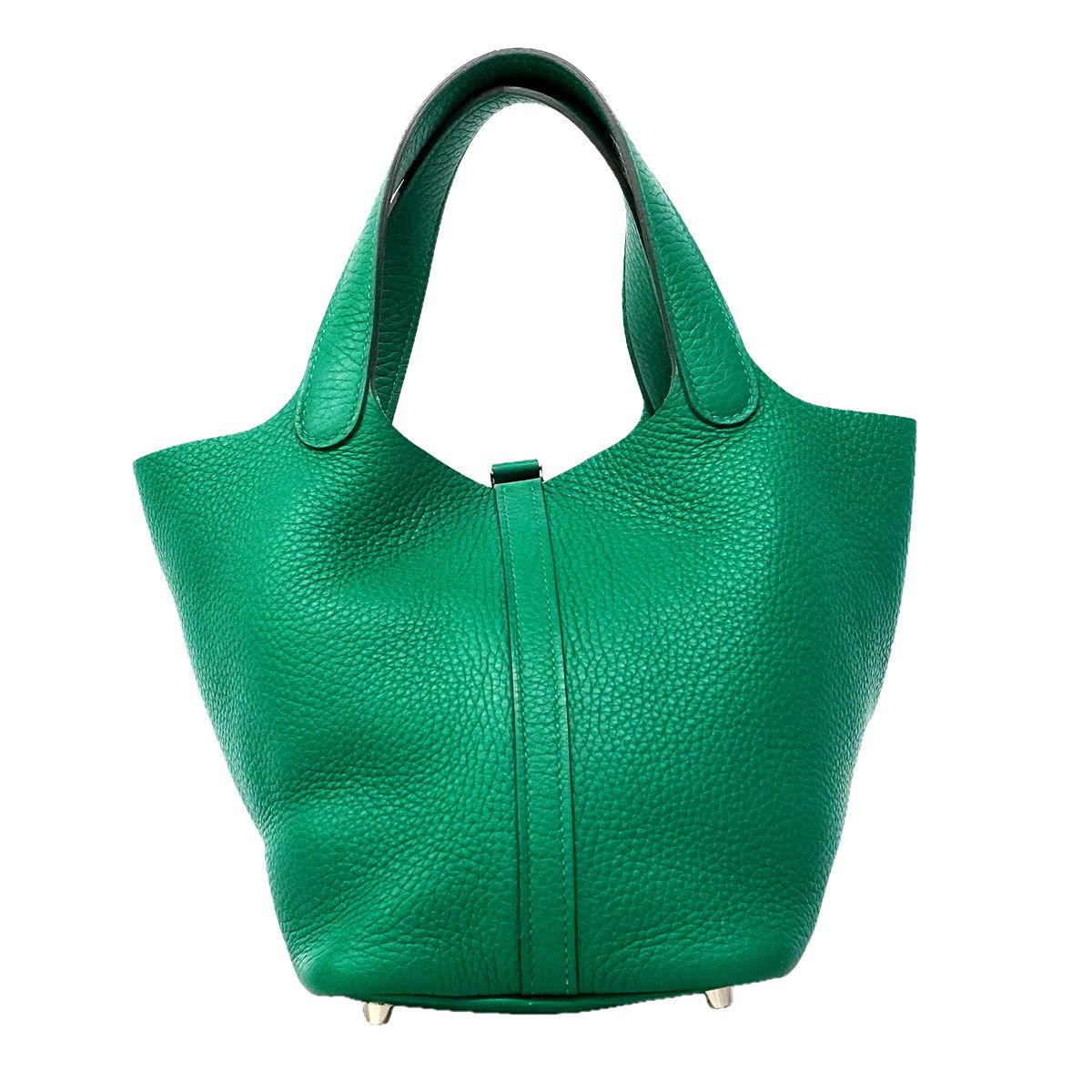 Hermes Handbag Picotin Lock PM Taurillon Clemence Vert Verdigo Silver — view 8