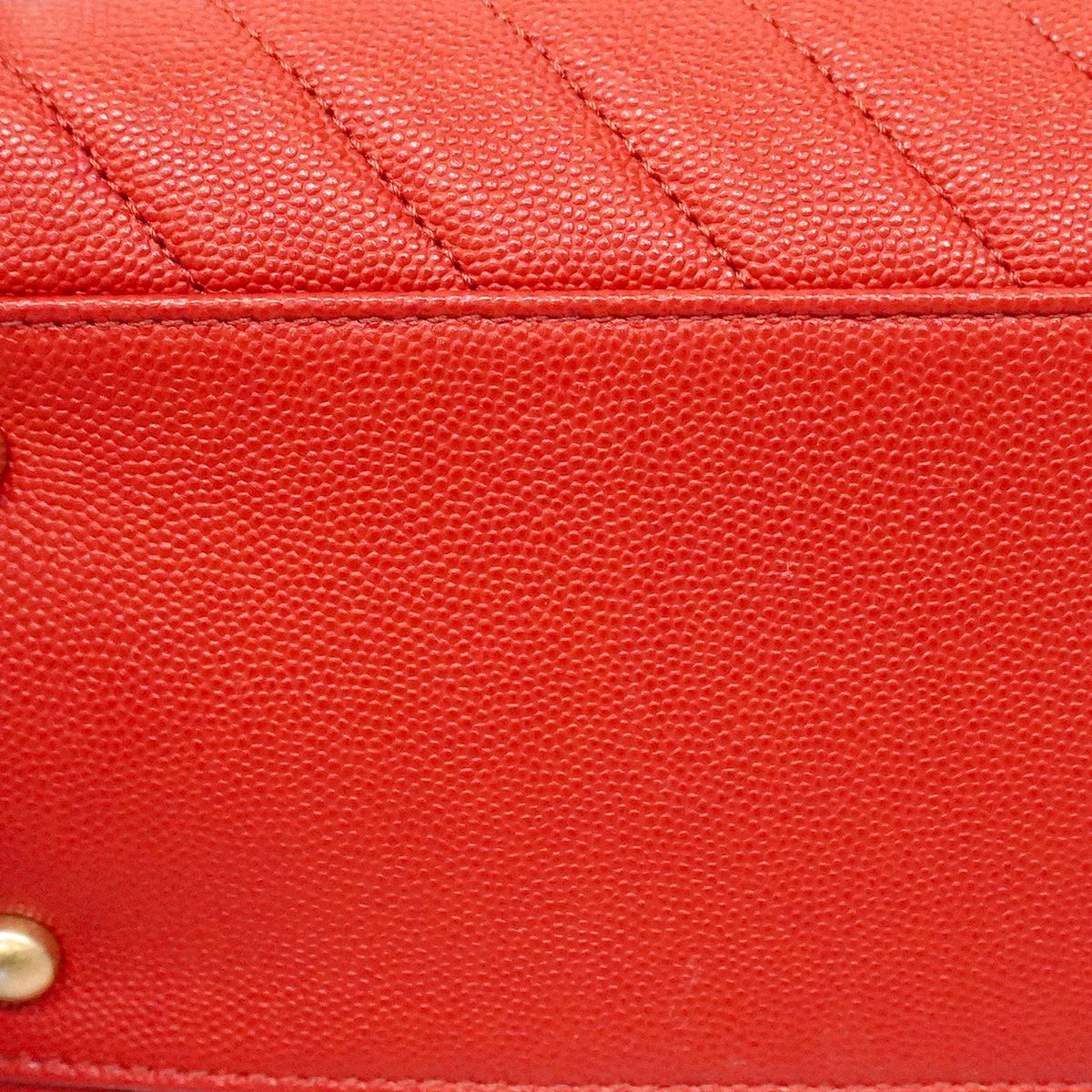Chanel Handbag Coco Handle Caviar Leather Red Gold 2-Way Bag — view 8