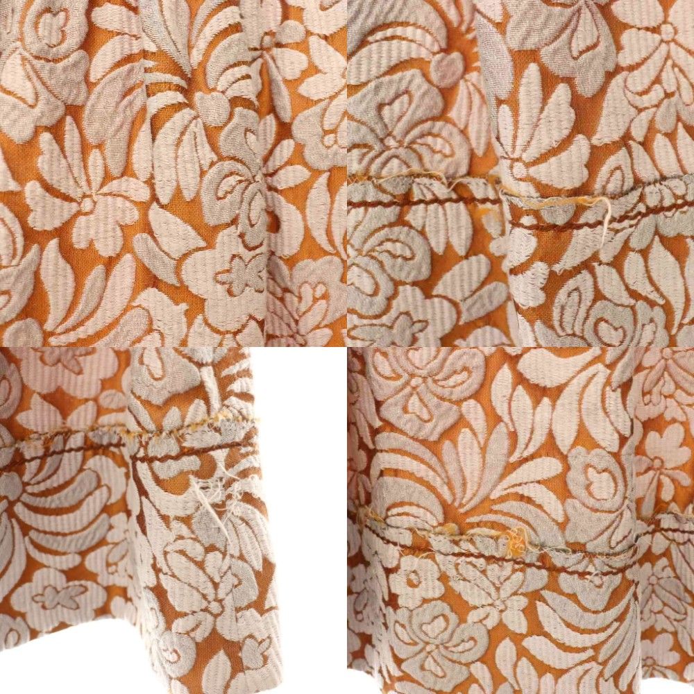 Prada Flare Skirt Mini Floral Jacquard Silk Blend Orange Smoke Pink 36 — view 7