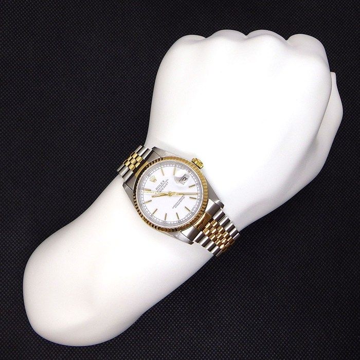 Rolex Watch Datejust White Dial Date 18k Yellow Gold SS Automatic — view 8