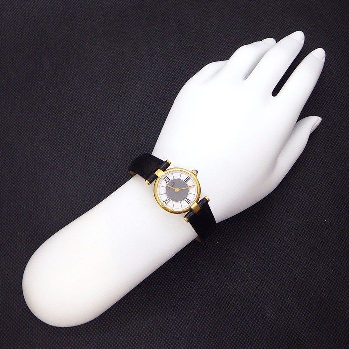 Cartier Watch Must Vendome SM Gray White Dial Roman Index Calfskin Strap 925 — view 8