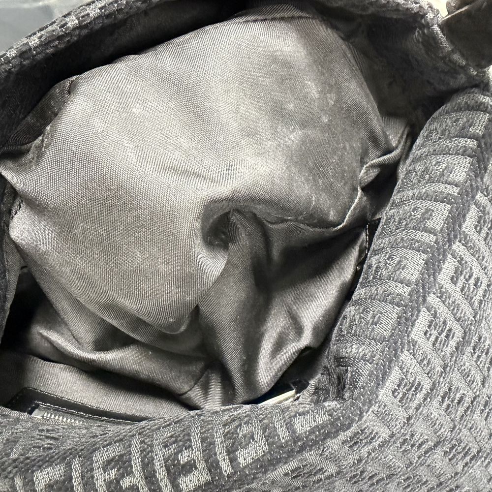 Fendi Zucchino Mamma Bucket Shoulder Bag Leather Velour Black Silver — view 8