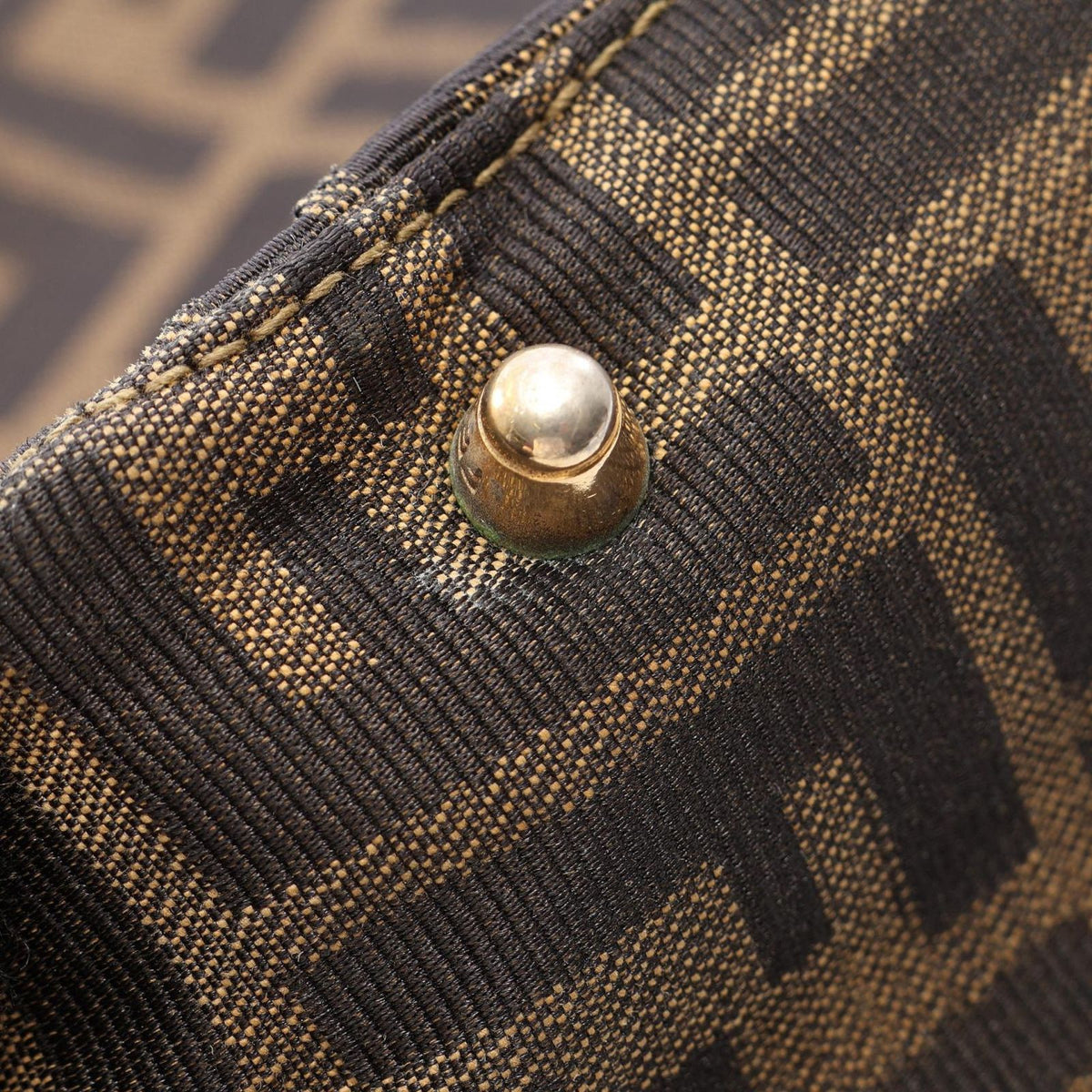 Fendi Tote Zucca Brown Black Canvas Leather Handbag — view 8