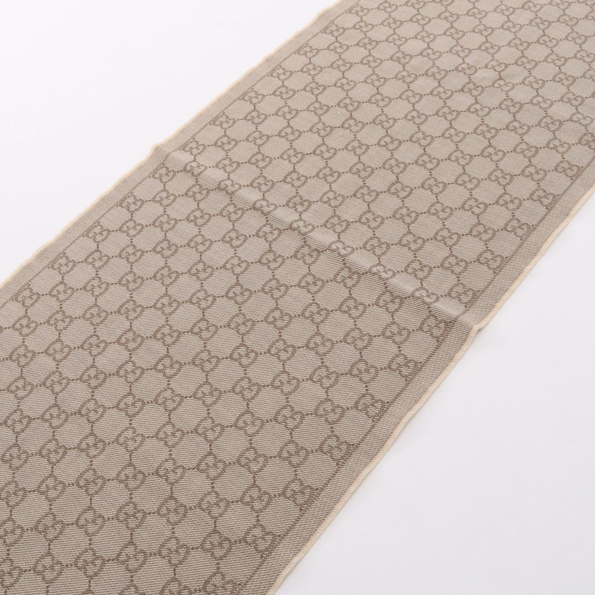 Gucci Shawl GG Pattern Beige Wool Scarf — view 5