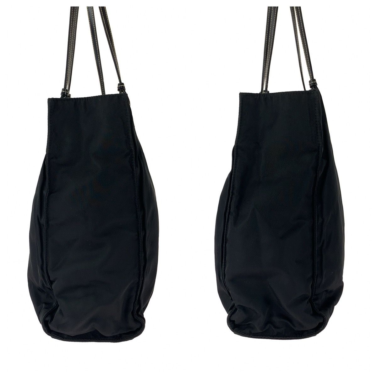 Prada Tessuto Black Silver Nylon Leather Tote Shoulder Bag — view 8