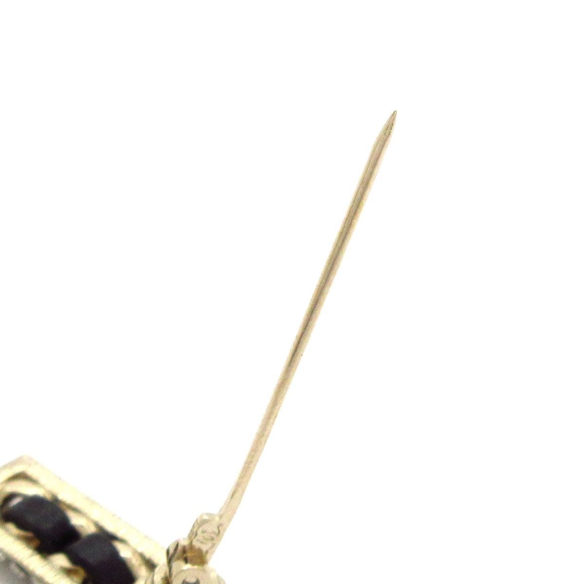 Chanel Brooch No 5 Leather Gold Black Clear — view 4