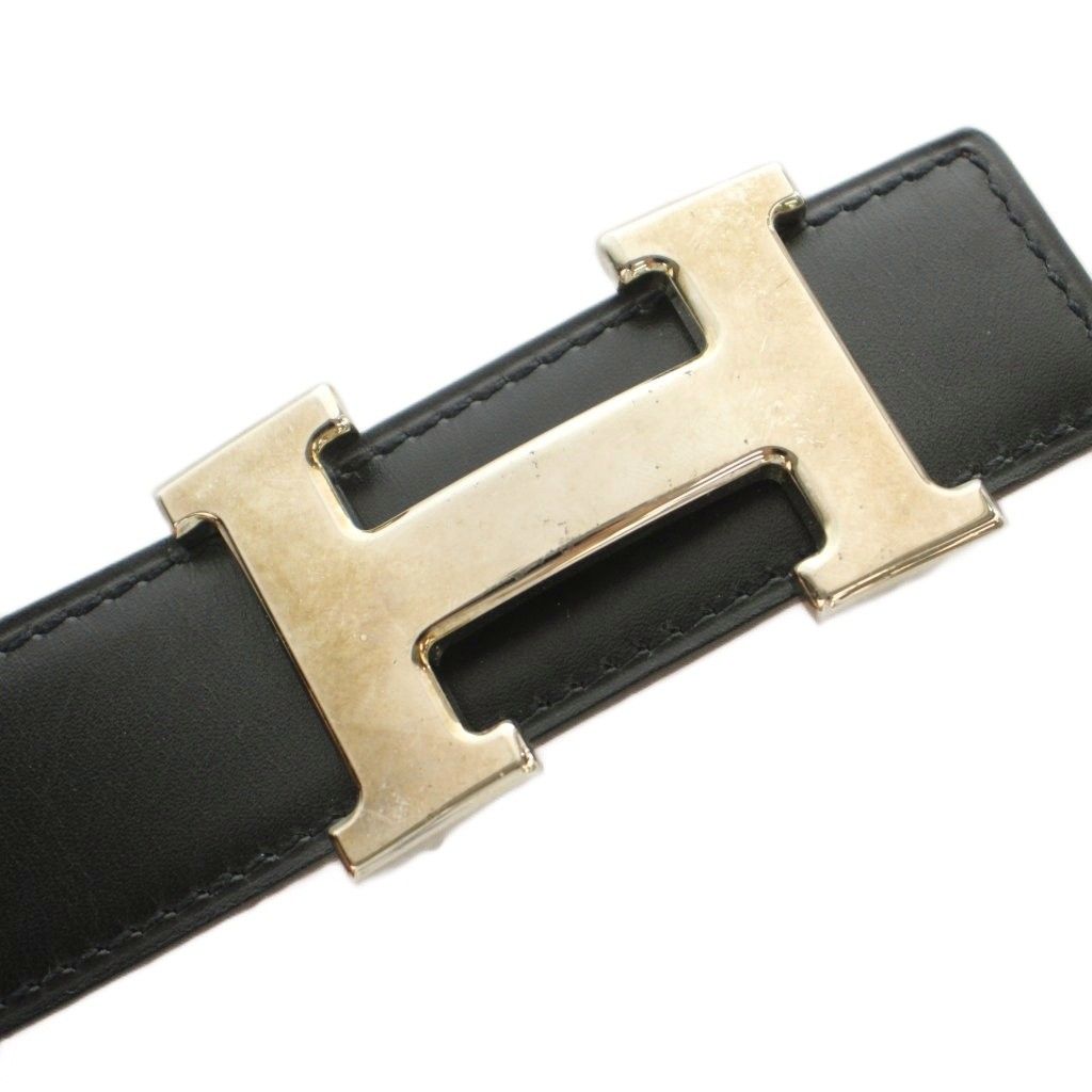 Hermes Constance Belt Reversible Leather 80 Black Orange — view 8