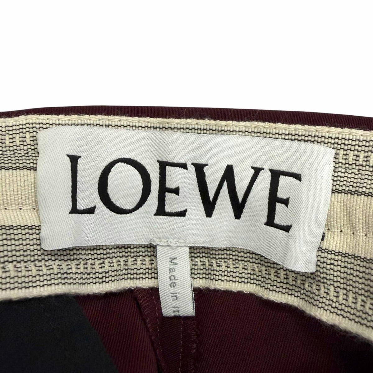 Loewe Wool 100% Lambskin Anagram Embroidery Side Line Trousers Bordeaux Pants 48 — view 8