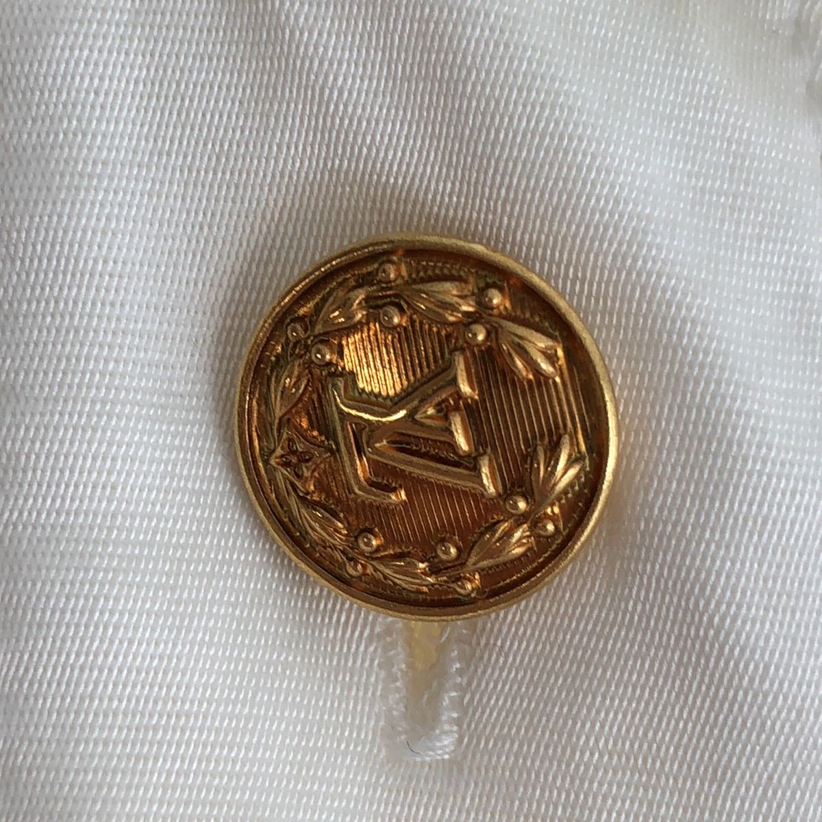 Louis Vuitton Gold Button Satin Pleated Shirt Dress White 36 — view 8