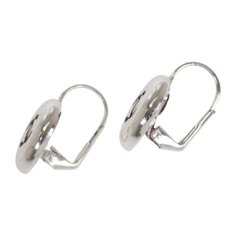 Chanel CC Logo Vintage Hook Earrings Metal Silver Black — view 8