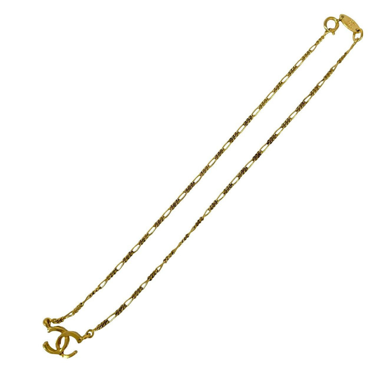 Chanel With Vintage CC Logo Motif Necklace Gold — view 6