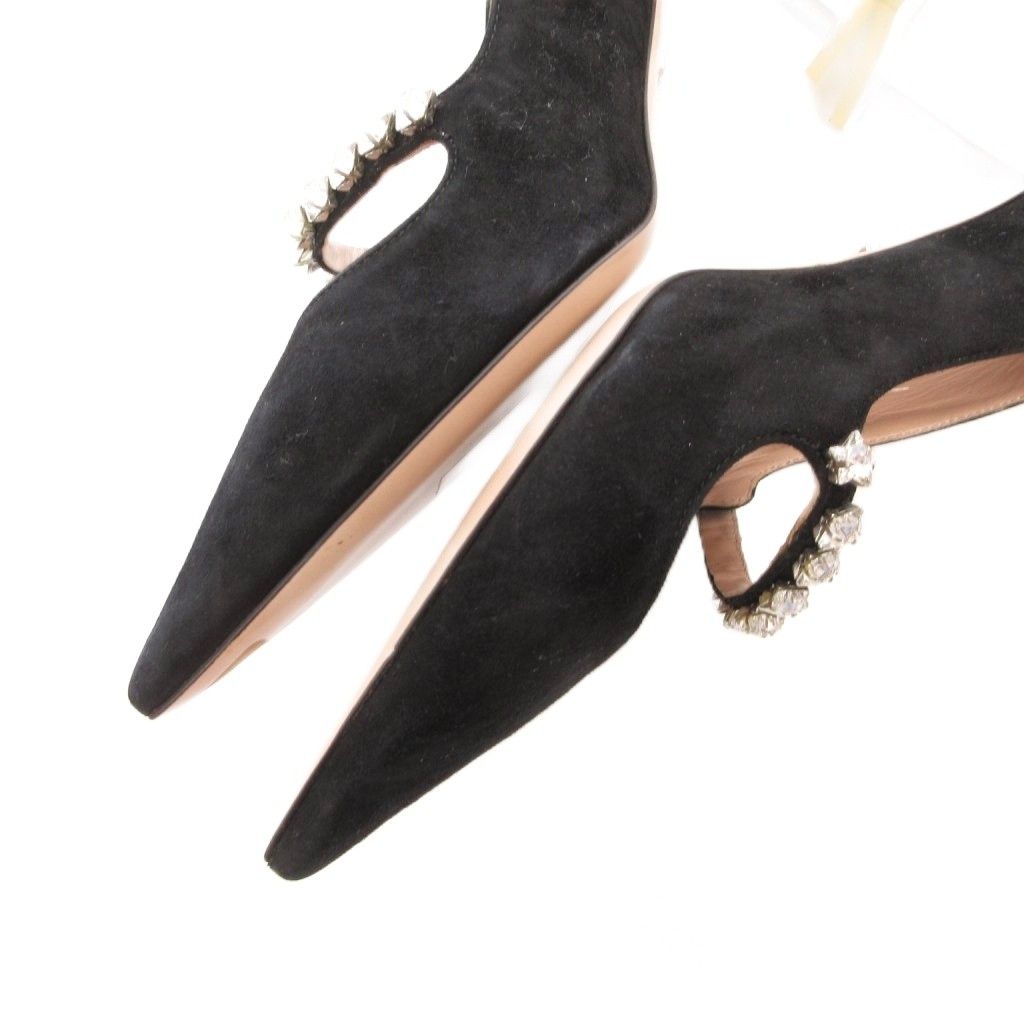 Miu Miu Pumps Clear Heels Star Bijou Suede Pointe Black — view 8