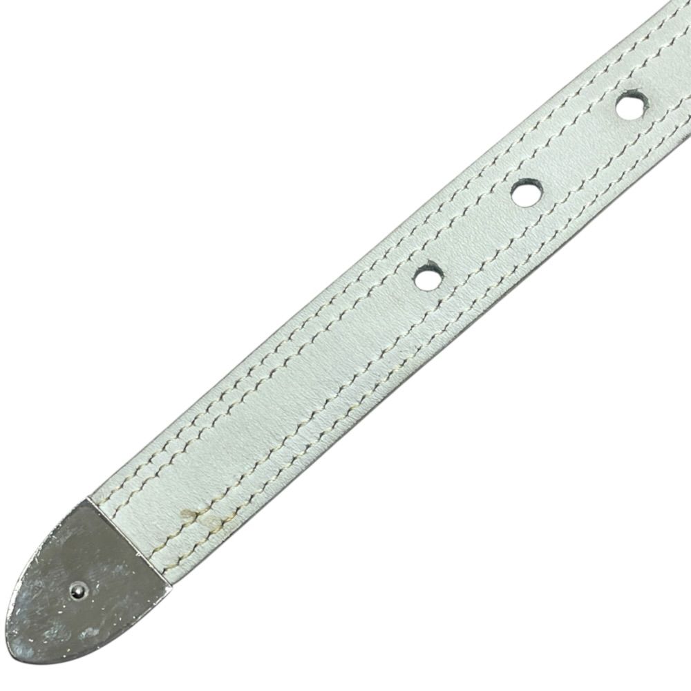 Hermes Belt Western Style Buckle Leather Metal White Silver Business — view 8