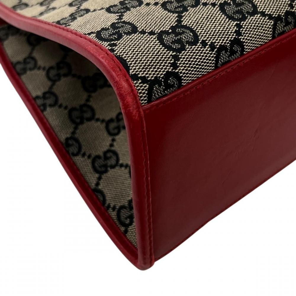 Gucci Handbag Jackie 002 GG Canvas Leather Red Gold — view 8
