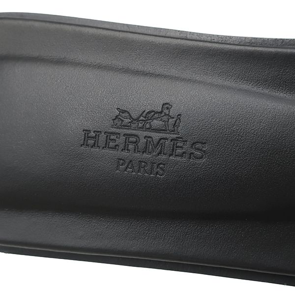 Hermes Sandals Oran Studs 38 Calf Black 38 Silver H Shape Flats — view 8