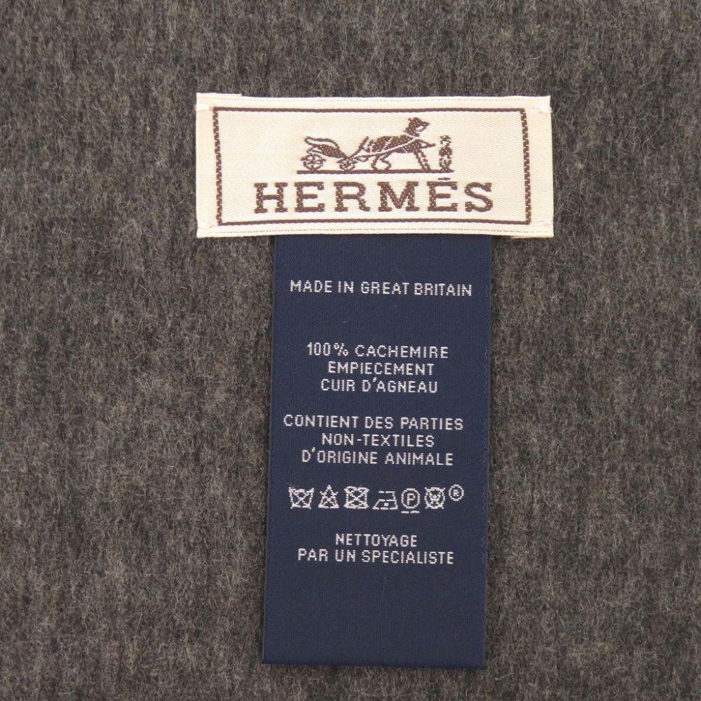 Hermes H Puzzle Cashmere Brown Gray Scarf — view 6