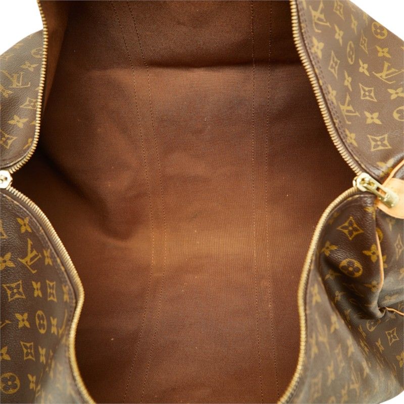 Louis Vuitton Monogram Keepall 60 Boston Bag Brown Leather — view 8