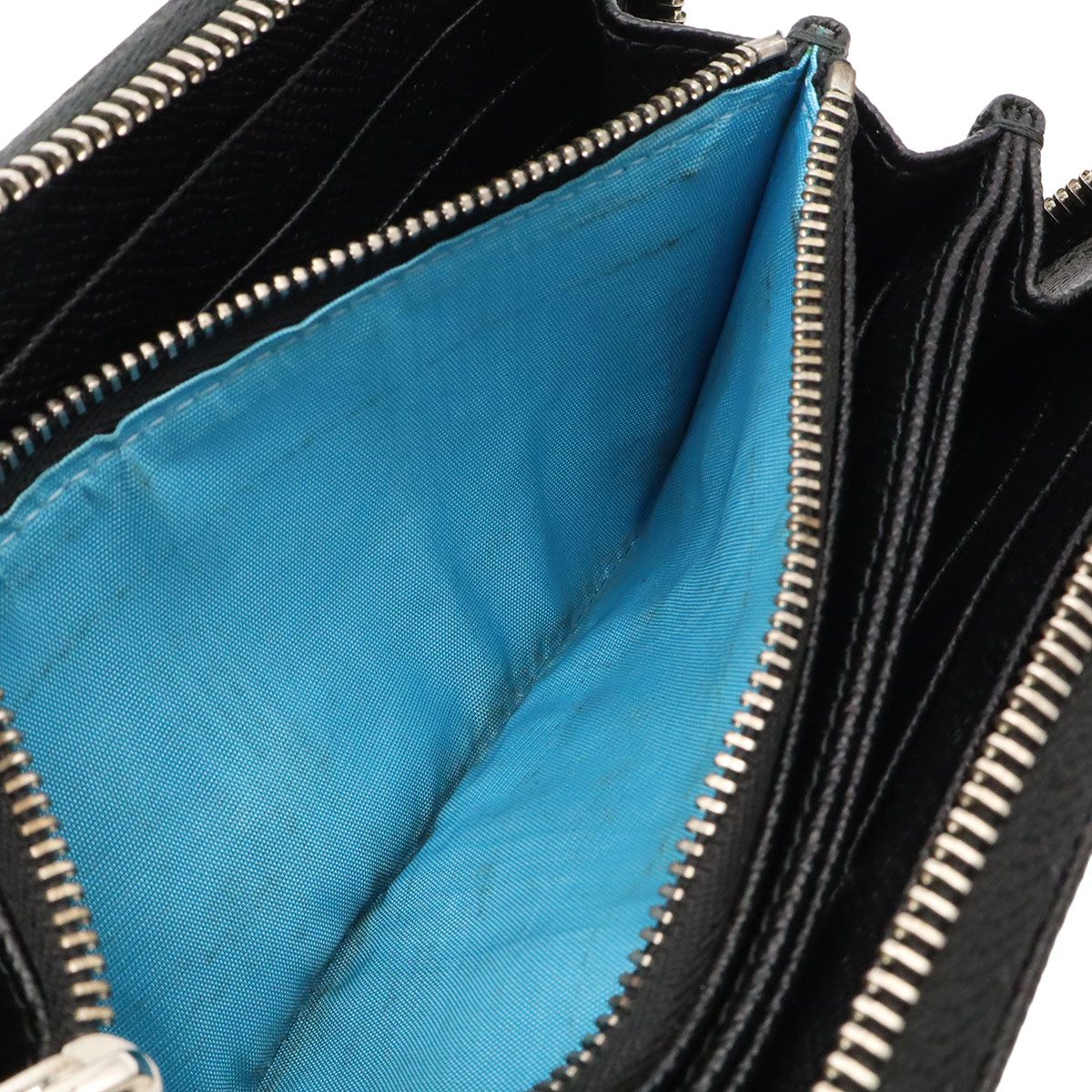 Bvlgari Man Zip Wallet Zip Around Leather Black Silver — view 8