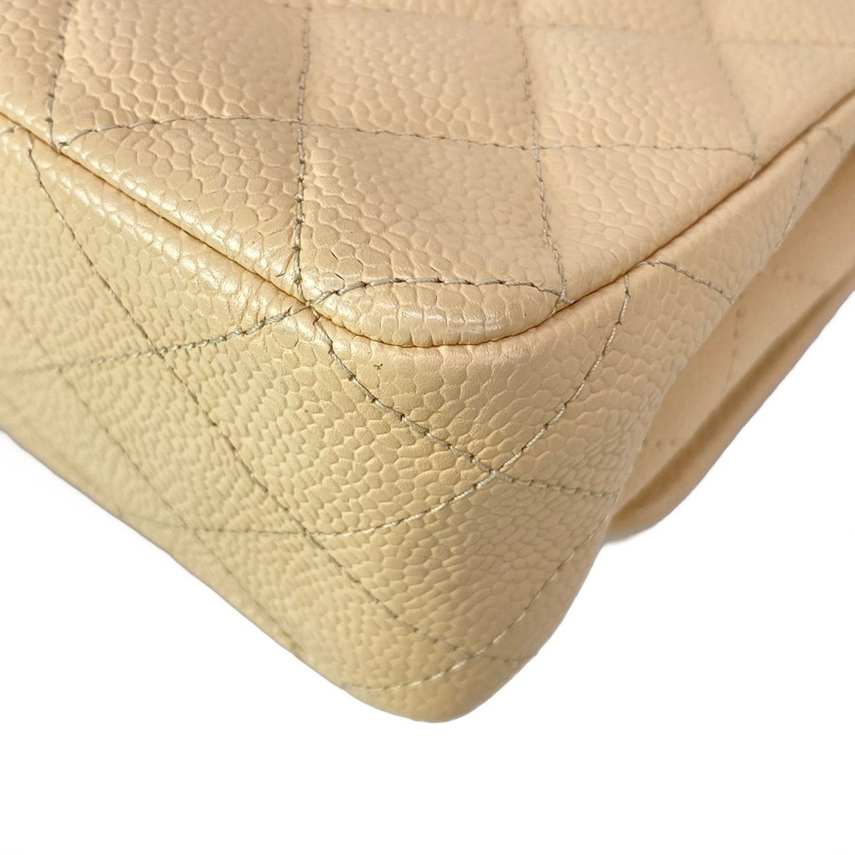 Chanel Shoulder Bag Double Flap Quilted Beige Chain Gold — view 8