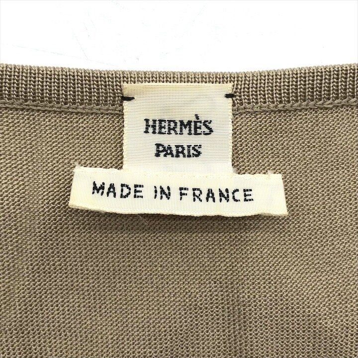 Hermes Sleeveless Knit 40 Silk 100% Beige Sweater — view 7
