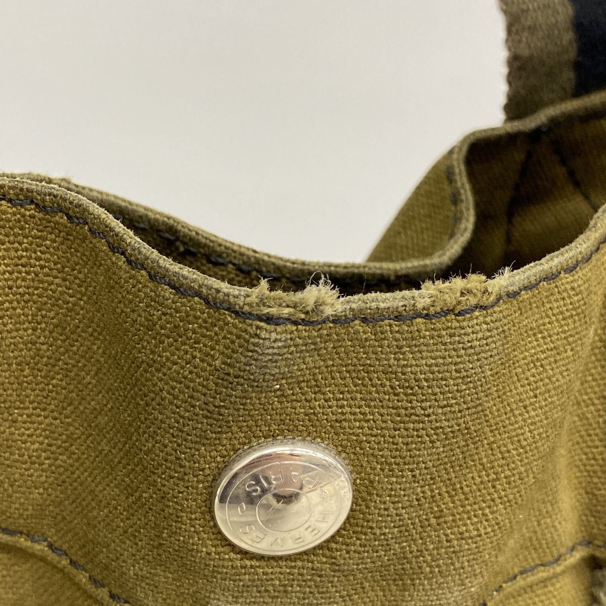 Hermes Tote Bag Fourre Tout MM Canvas Khaki Black Silver — view 8