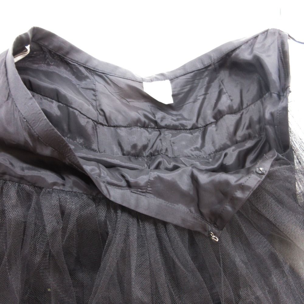 Dior Vintage Skirt Tulle Lace Flare Belted Black 7 SS — view 8