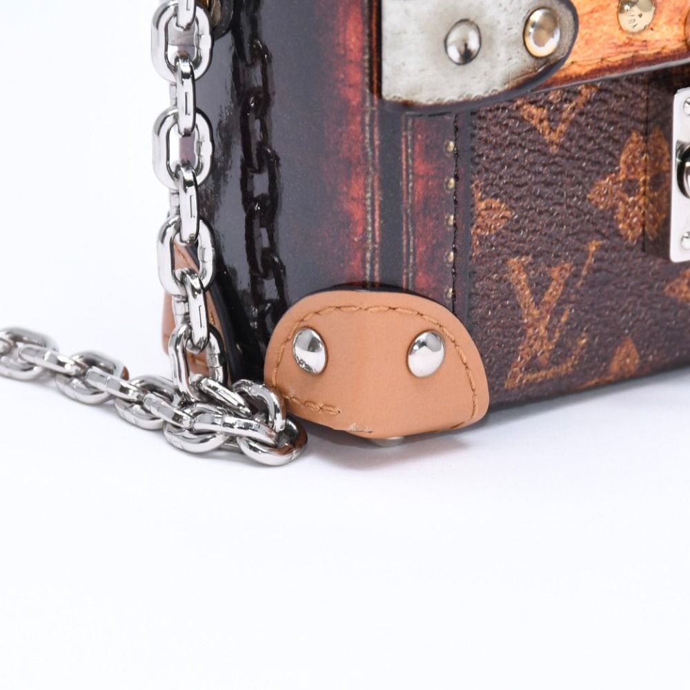 Louis Vuitton Monogram Essential Trunk Charm Canvas Brown Red Silver — view 8
