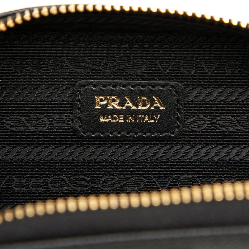 Prada Chain Shoulder Bag Mini Pochette Black Gold Saffiano Leather — view 5