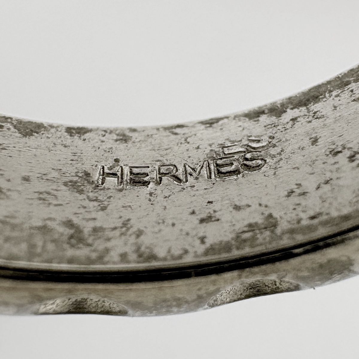 Hermes Scarf Ring Dot Closure Metal Silver — view 4