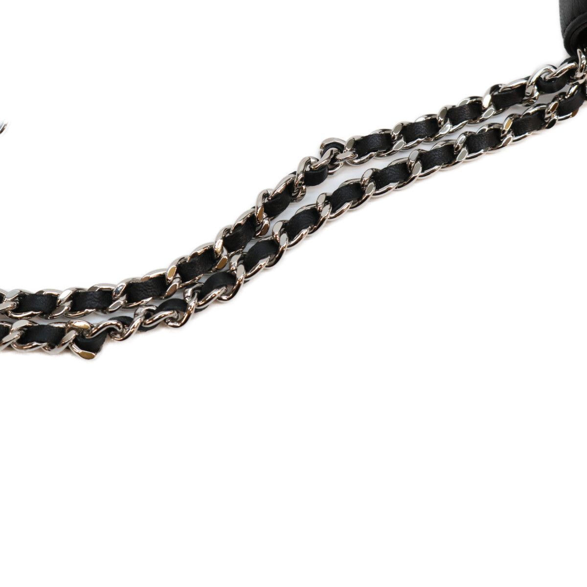 Chanel Black Lambskin Silver Camellia Chain Wallet Shoulder Bag — view 8