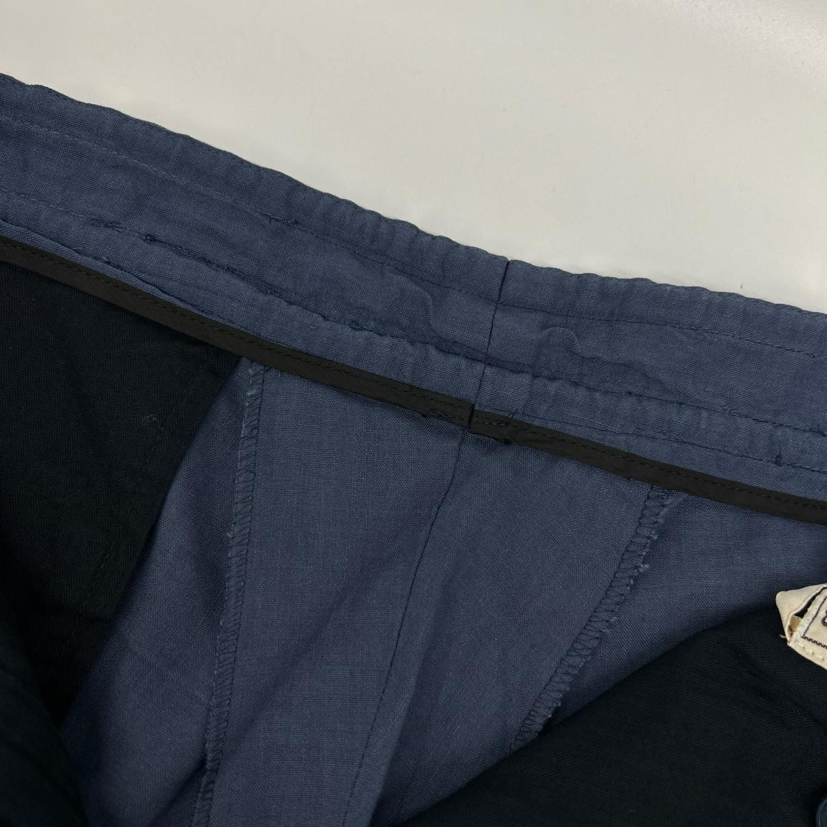 Hermes Blue Linen Mixed Leather Sellier Shorts 48 — view 8
