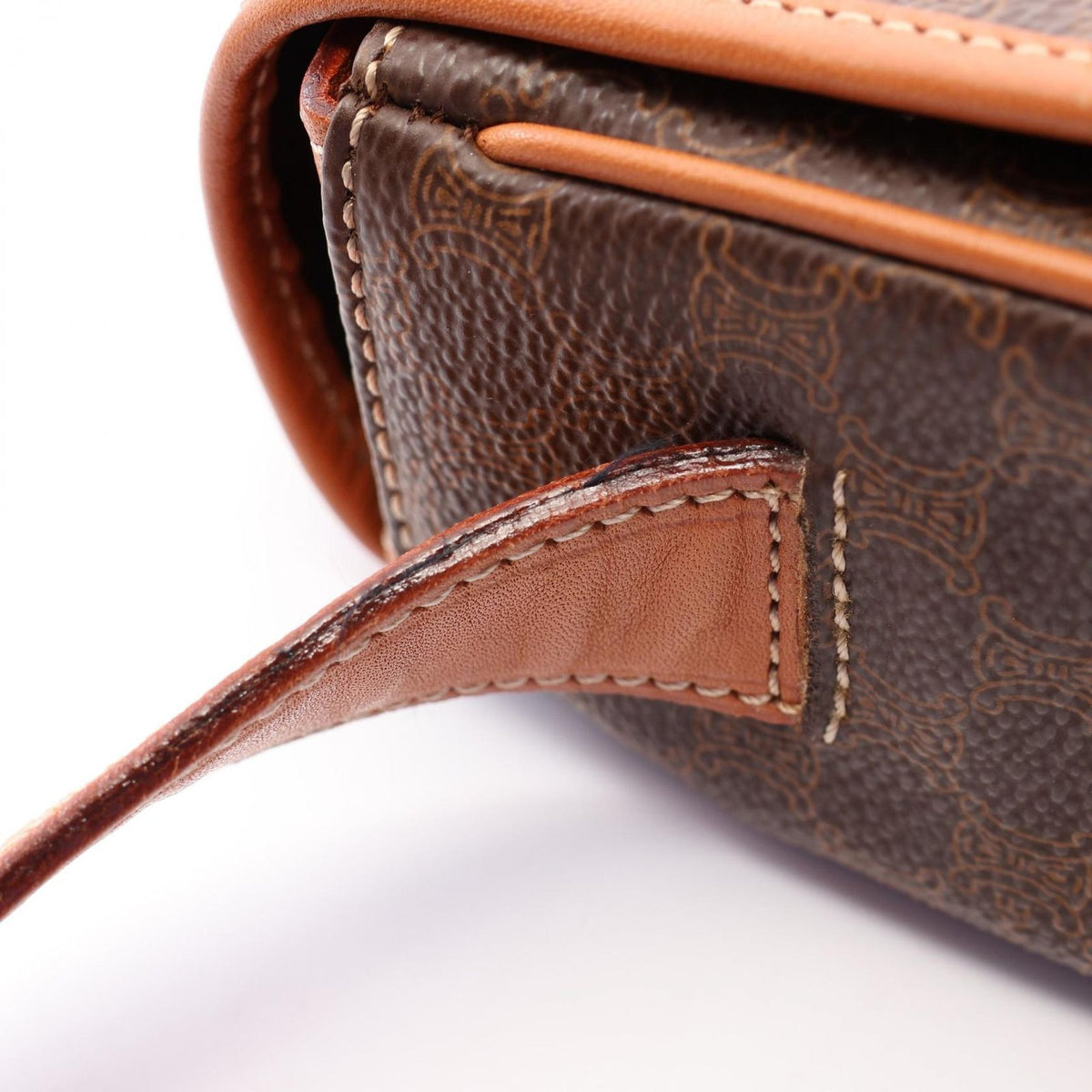 Celine Shoulder Bag Macadam Brown Leather — view 8
