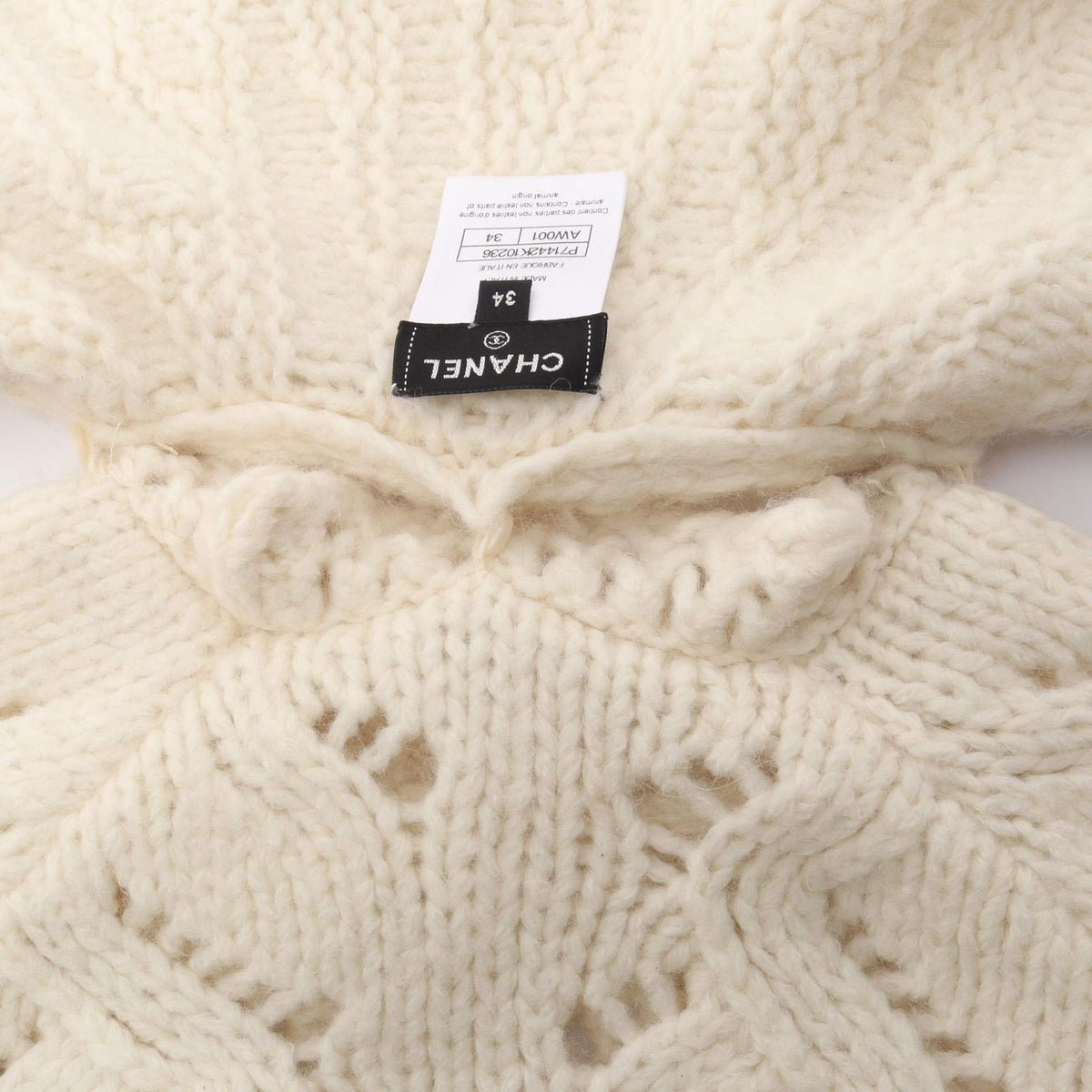 Chanel Knit CC Logo Button Cable Wool Sweater — view 8
