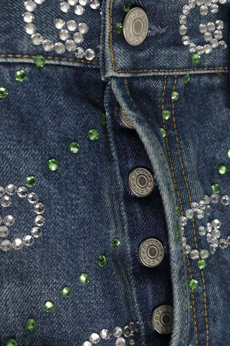 Gucci Crystal GG All Over Print Denim Pants 32 — view 3
