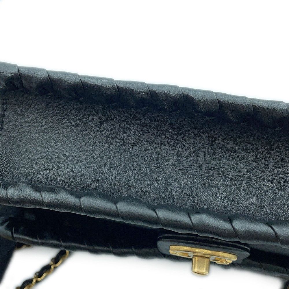 Chanel Chain Shoulder Bag Quilted CC Logo Single Flap Black — view 8
