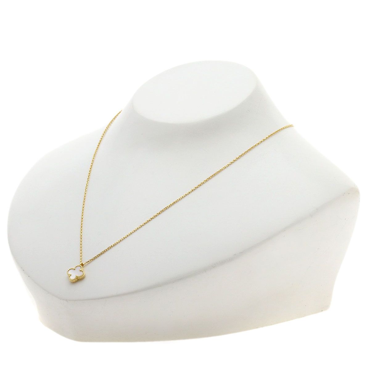 Van Cleef & Arpels Sweet Alhambra White Shell Necklace 18k Yellow Gold — view 4