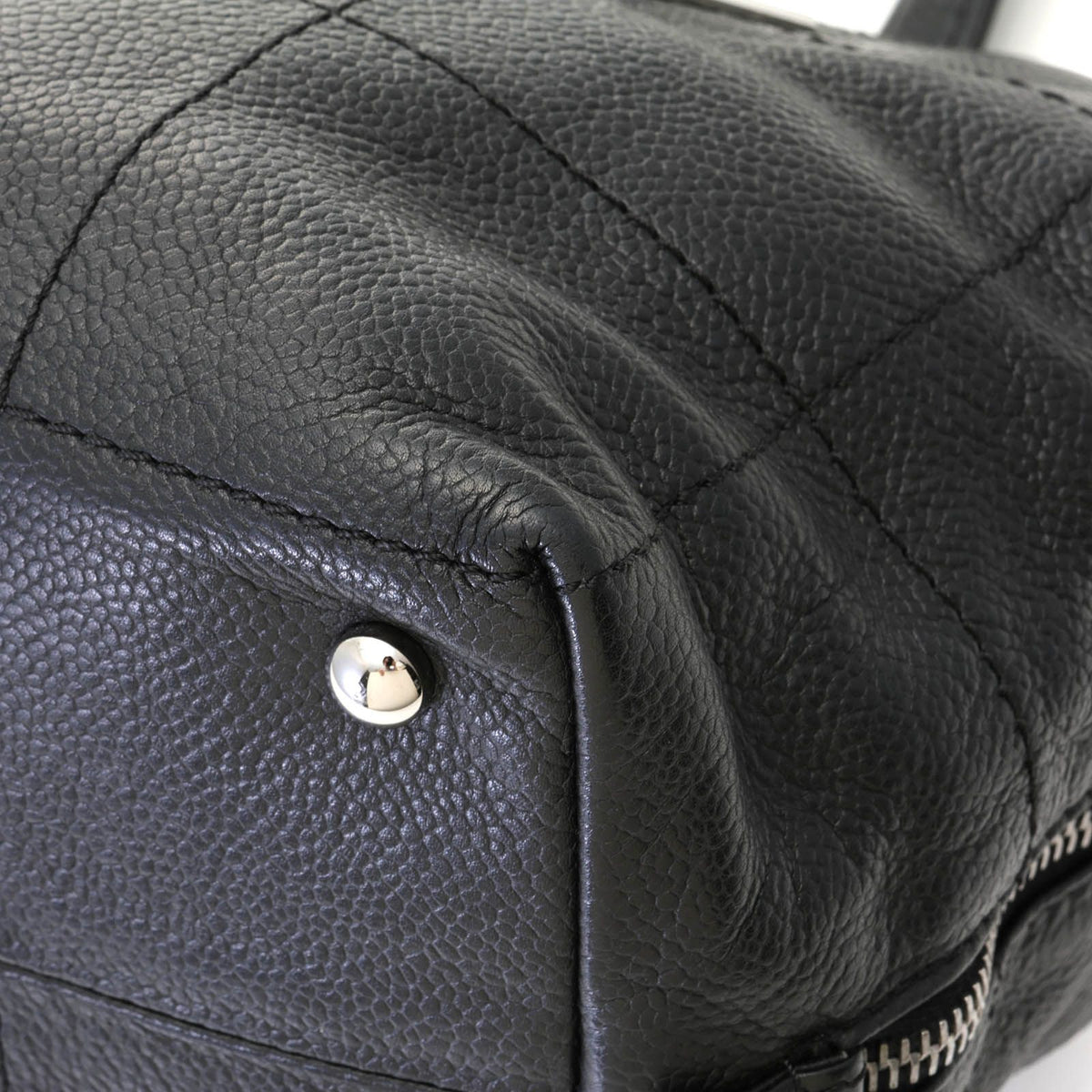 Chanel Choco Bar Line Black Silver Handbag Caviar Leather — view 8