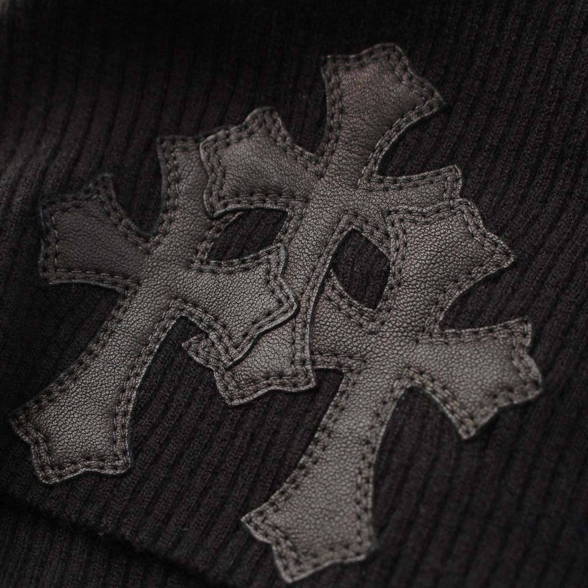 Chrome Hearts Cashmere Y NOT Cemetery Cross Leather Patch Turtleneck Short — view 8