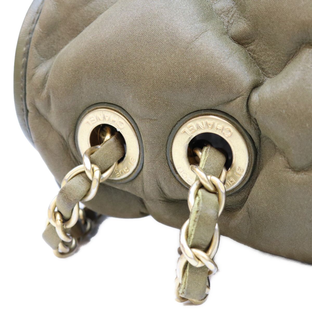 Chanel Khaki Bubble Quilt Calfskin Shoulder Bag — view 8