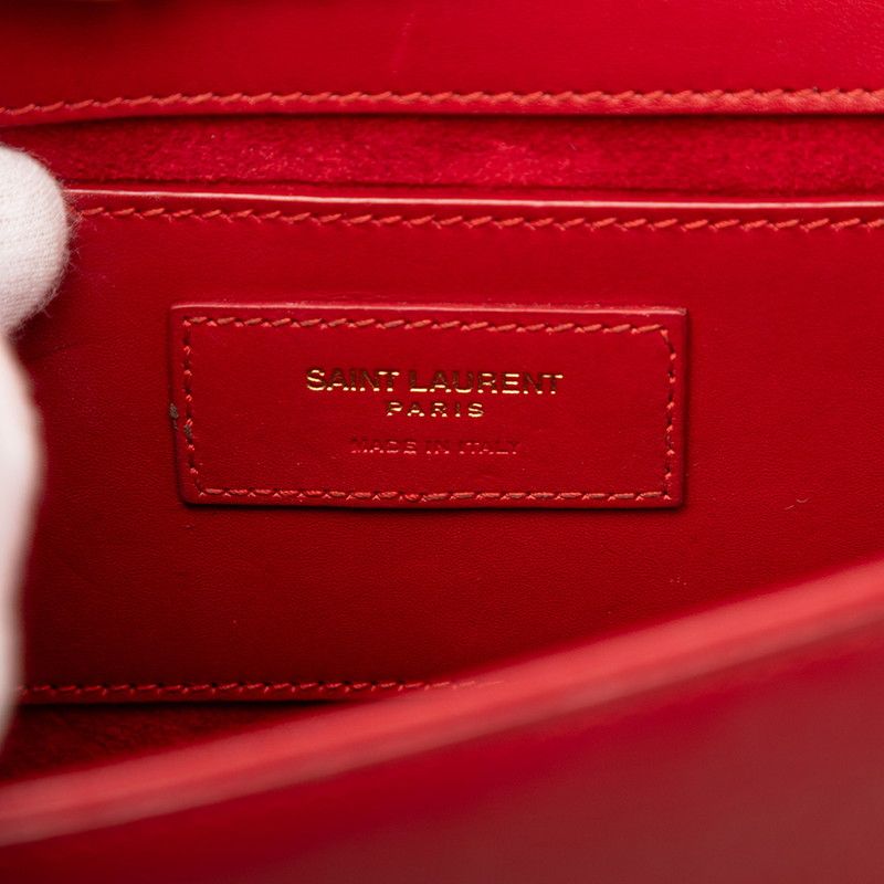 Saint Laurent YSL Logo Kate Tassel Chain Shoulder Bag Red Gold Leather — view 5
