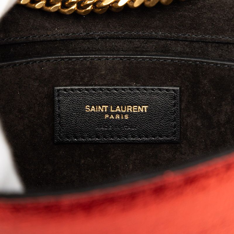 Saint Laurent YSL Logo Cassandra Chain Shoulder Bag Red Gold Leather — view 5
