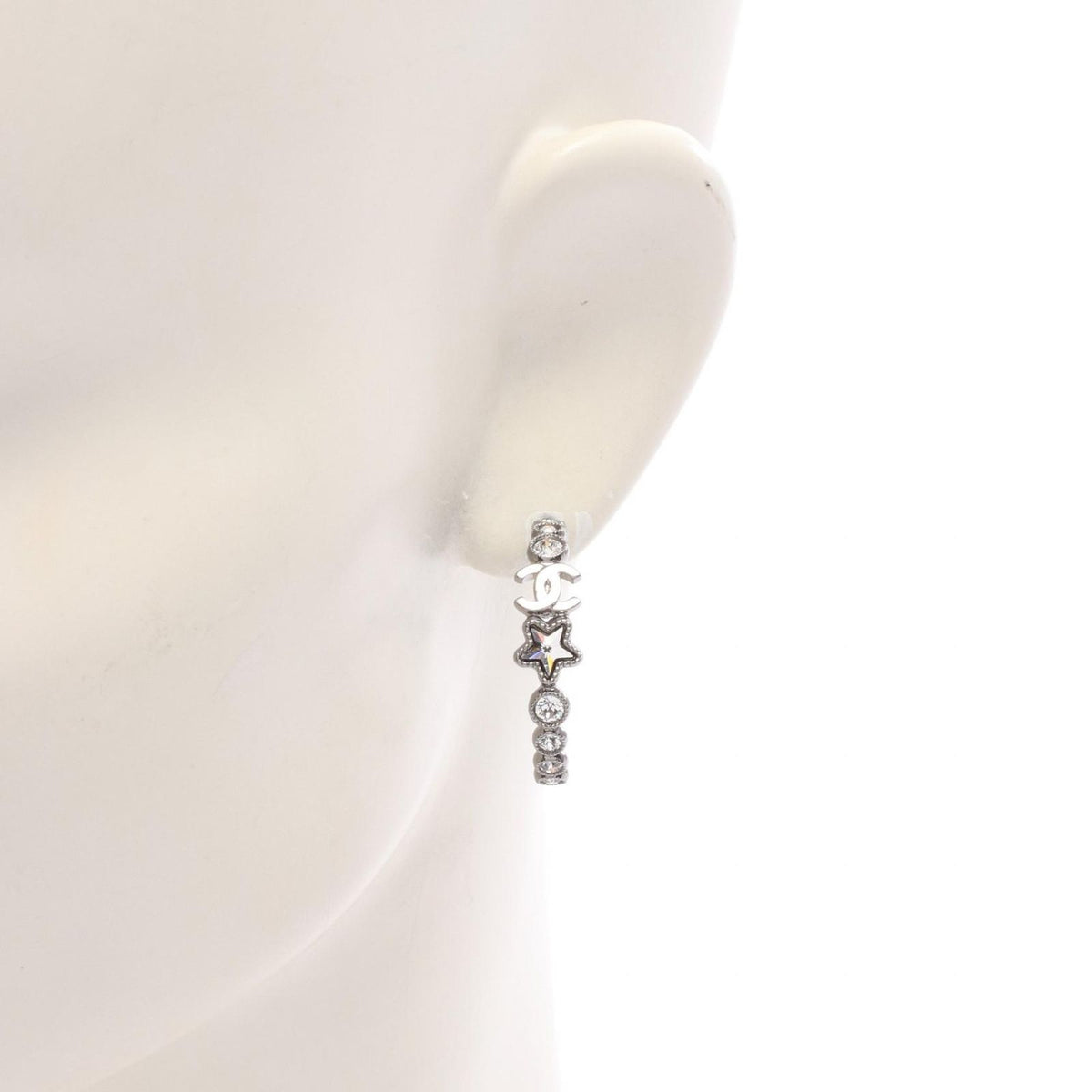 Chanel Earrings CC Logo Star Hoop Rhinestone — view 5