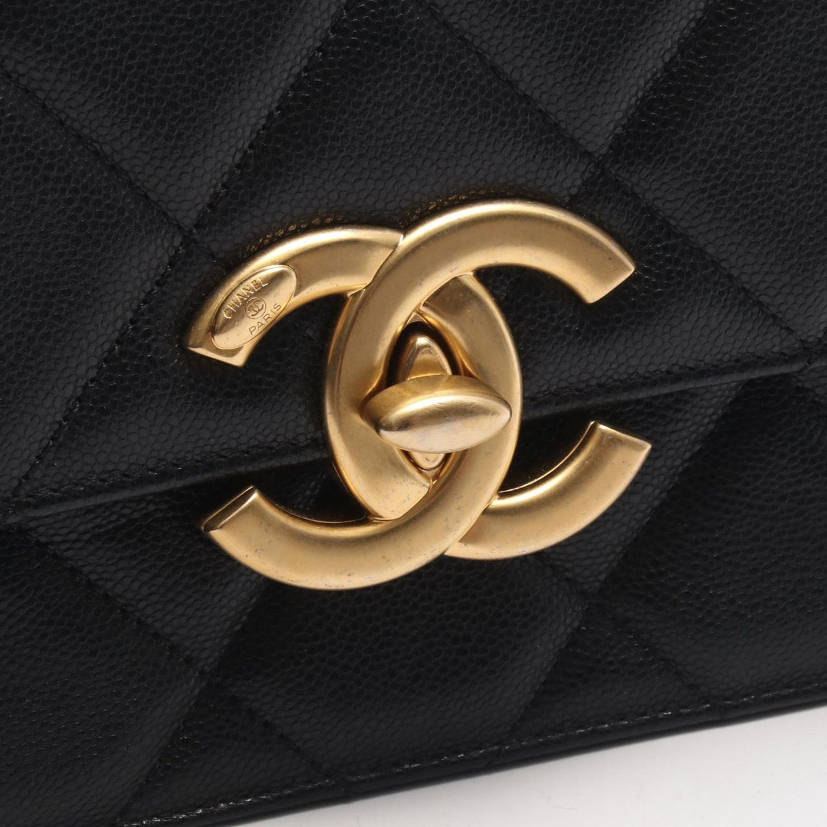 Chanel Shoulder Bag Quilted Black Caviar Leather Flap Chain — view 7